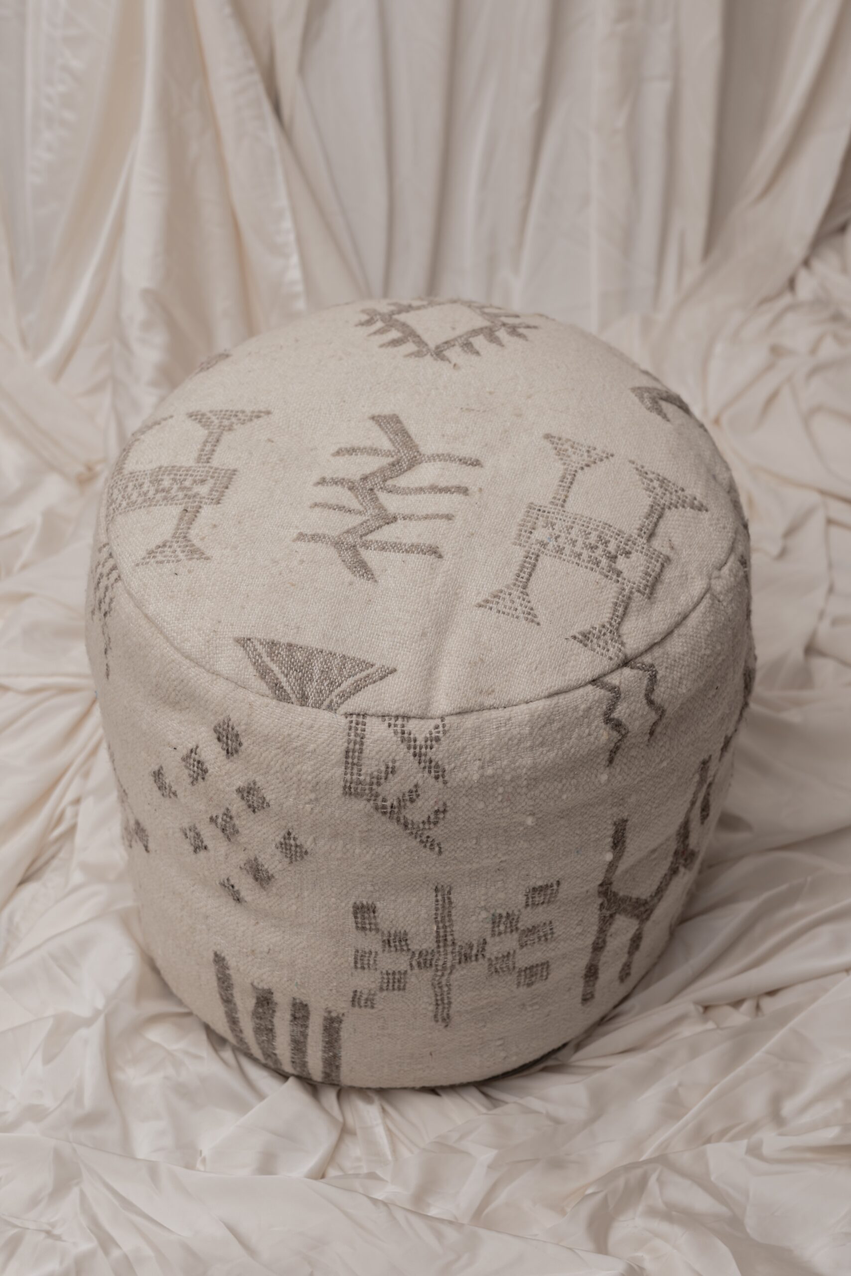 KAIA - Tall Cream Pouffe - Image 2