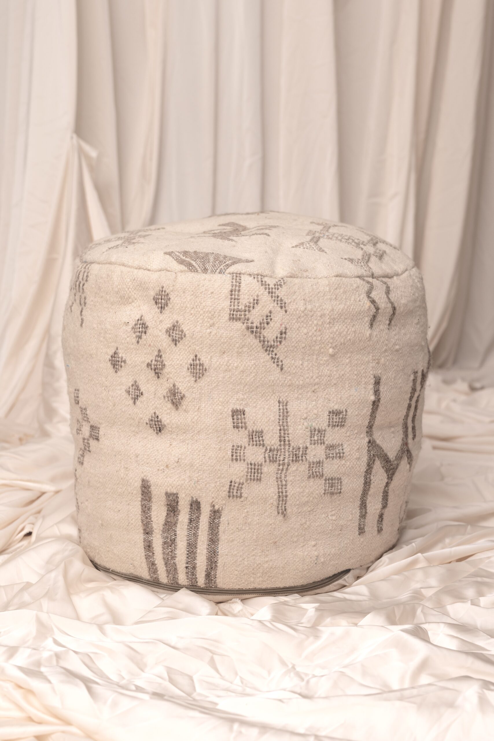 KAIA - Tall Cream Pouffe