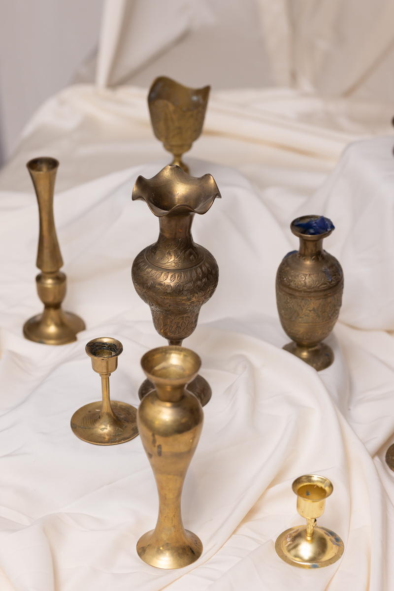 LUNA - Vintage Brass Candlestick Set - Image 2