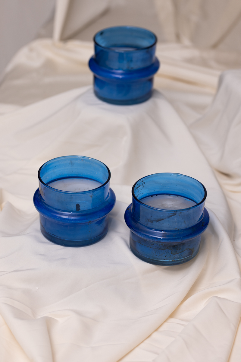LIT - Blue Small Beldi Candles Set
