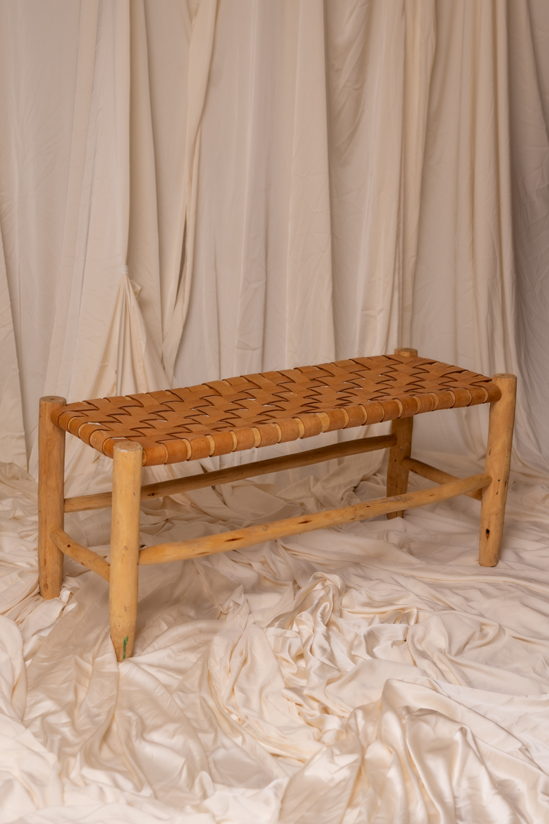 COVA - Leather Woven Bench