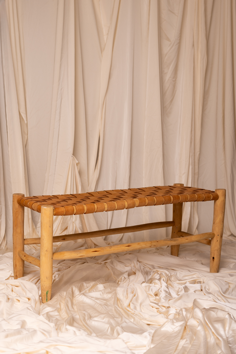 COVA - Leather Woven Bench - Image 2