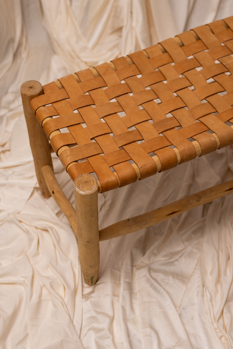 COVA - Leather Woven Bench - Image 3