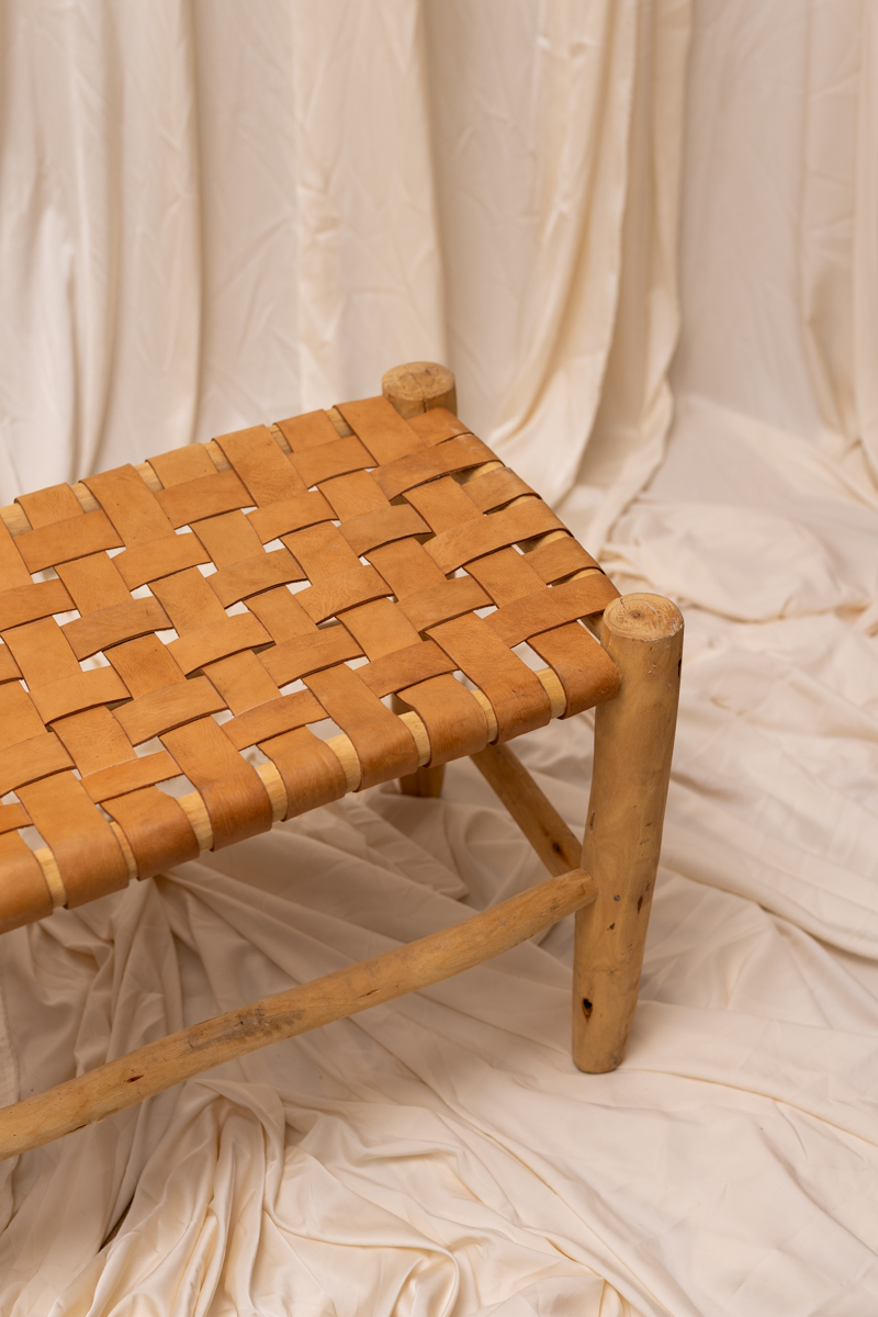 COVA - Leather Woven Bench - Image 4